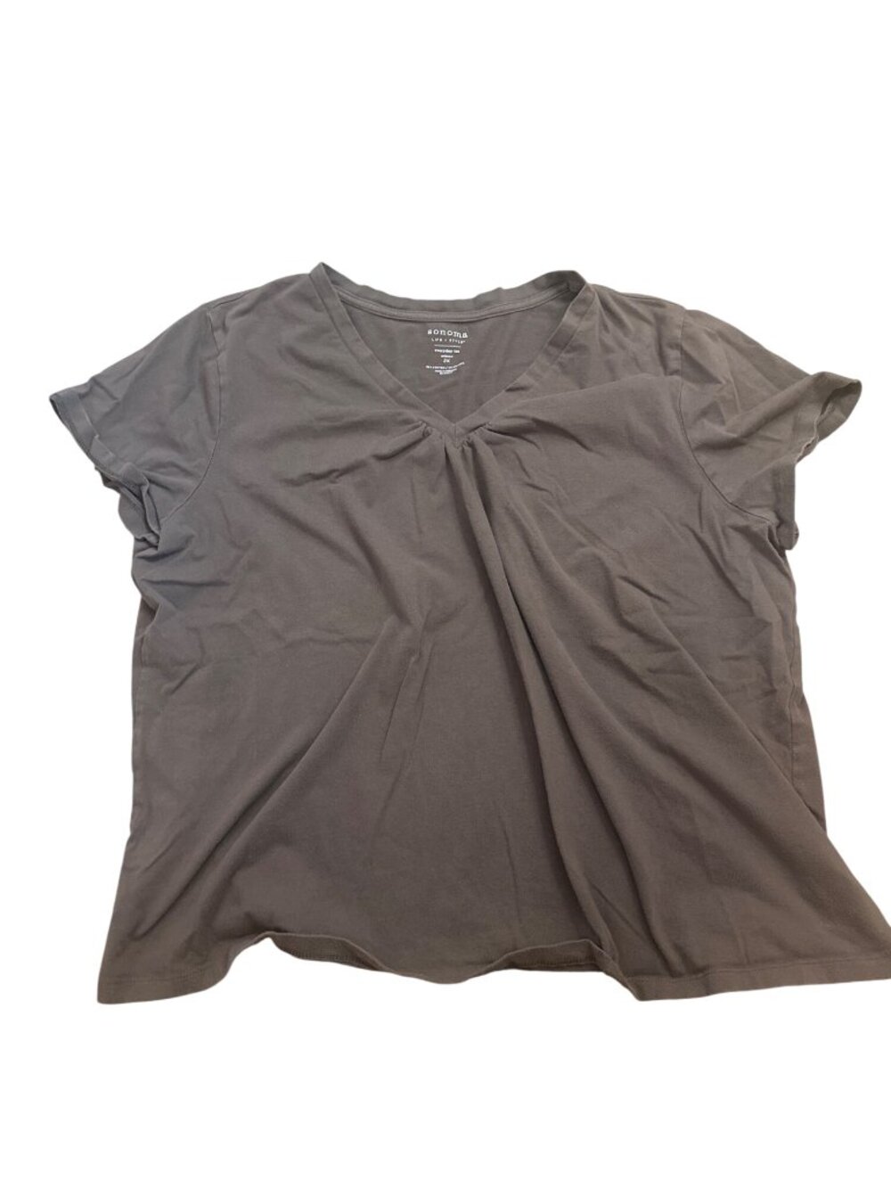 Sonoma Life + Style Womens Everyday Tee T-Shirt top 2X V-Neck Brown Cotton Blend